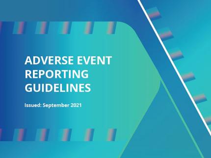 Adverse Event Reporting Guidelines written on blue background